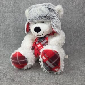 Gentle Treasures Polar Bear Plush Quincy White 12 Inch Stuffed Animal Toy Hat